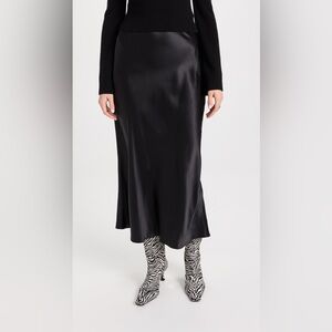 Reformation Layla Black Silk Skirt